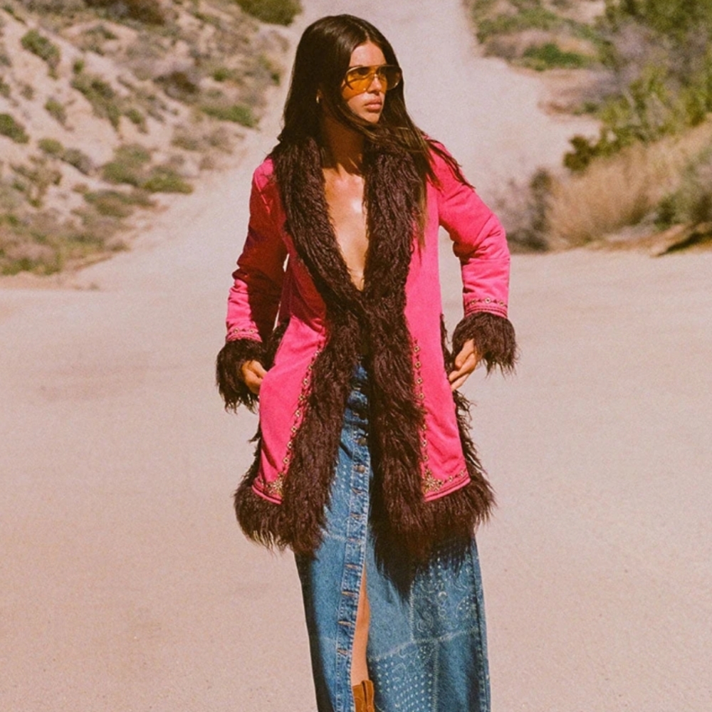 Spell Pink Jacket with Brown Accents - Picture 2 of 6